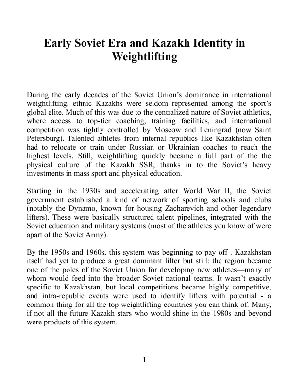 History of Kazakhstan Weightlifting